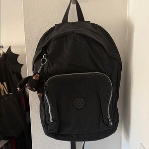 Kipling Black Backpack with Monkey Keychain